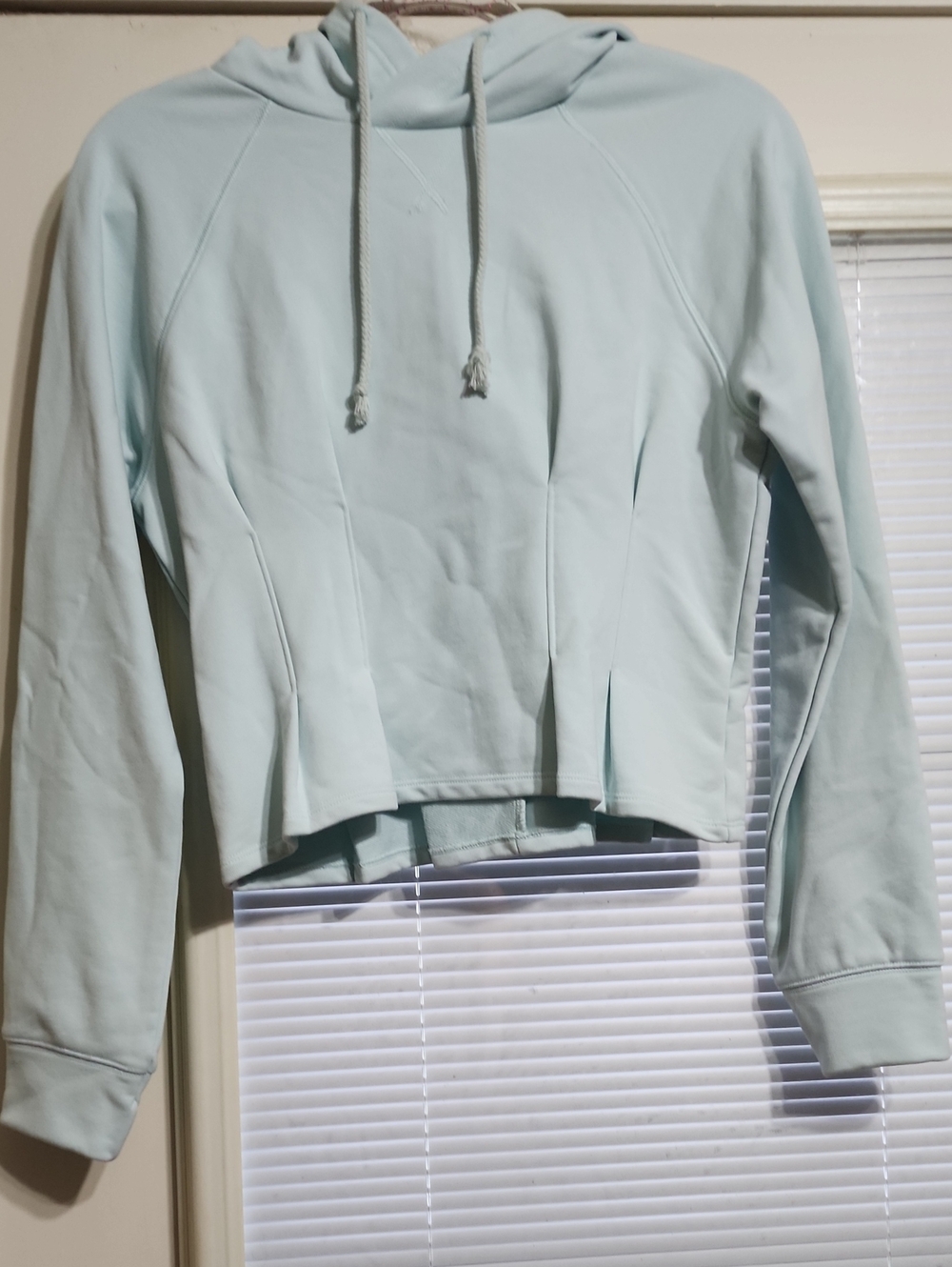Fabletics Pale Blue Hooded Cropped Pullover